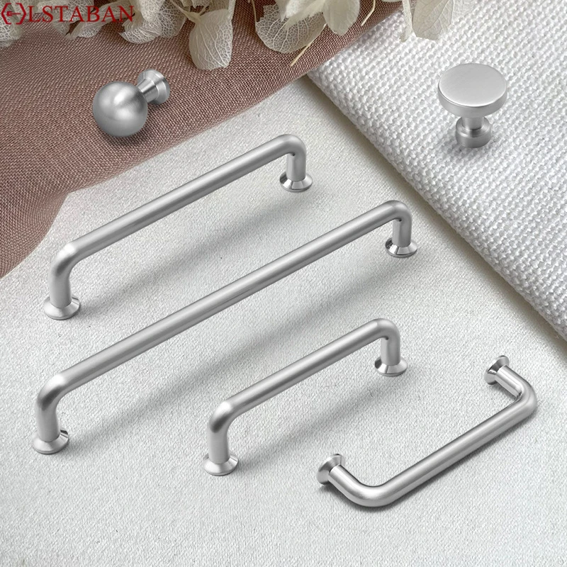 Silver Furniture Cabinet Handles Zinc Alloy Kitchen Cabinet Drawer Knob Minimalist Hardware Pull Cupboard Drawer Dresser Knobs
