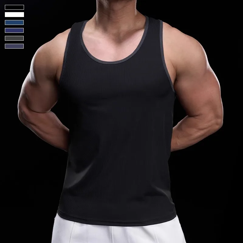 2025 Summer Men's Running Training Sports Fitness Vest Casual All-match Round Neck Bottoming Quick Drying Breathable T-shirt