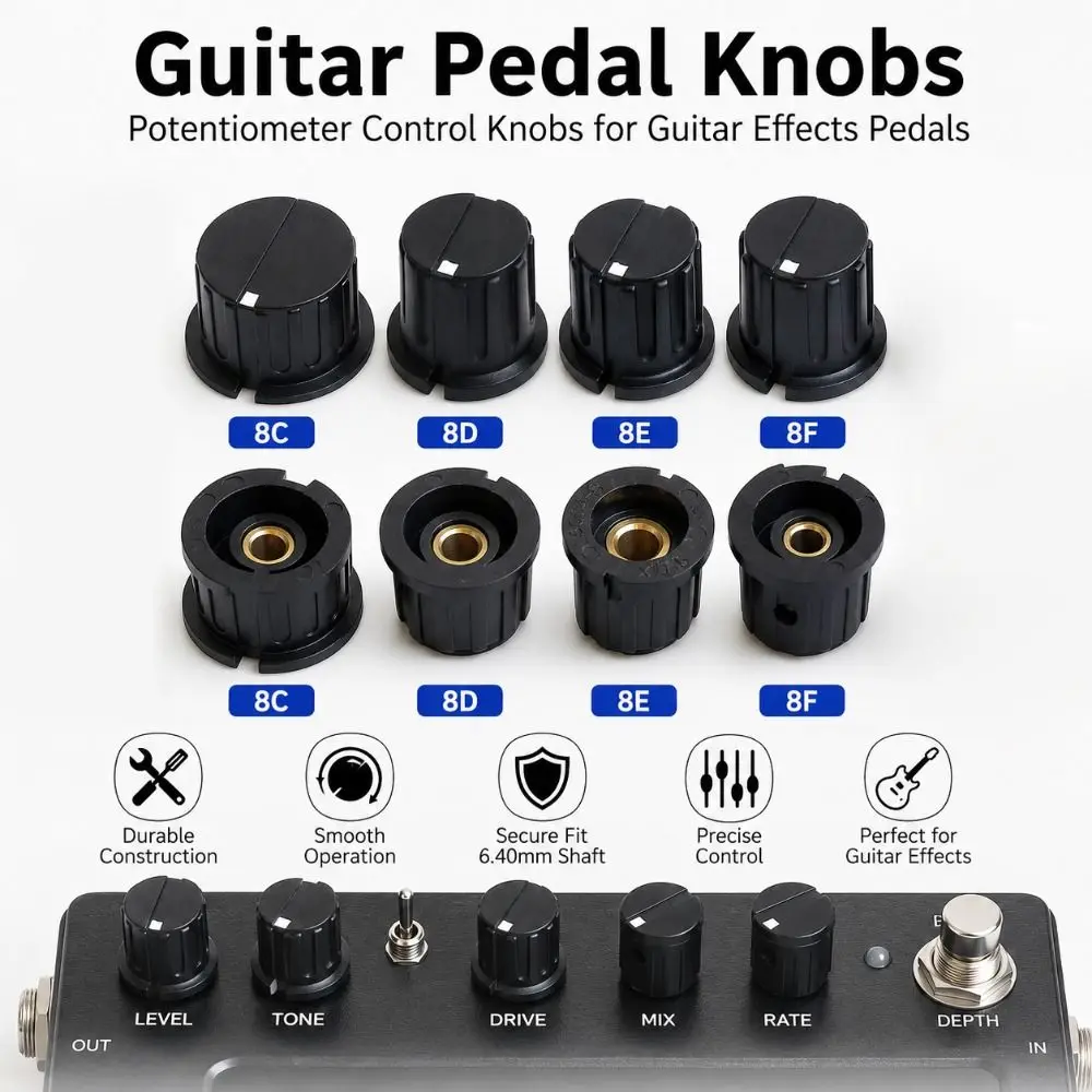 1 Stück PN-8F 8E 8D 8C Gitarren-Effektregler-Knopf mit Messingschaft und ABS-Kunststoff-Gehäuse, Lautstärkeregler für HIFI-Lautstärkeregelung