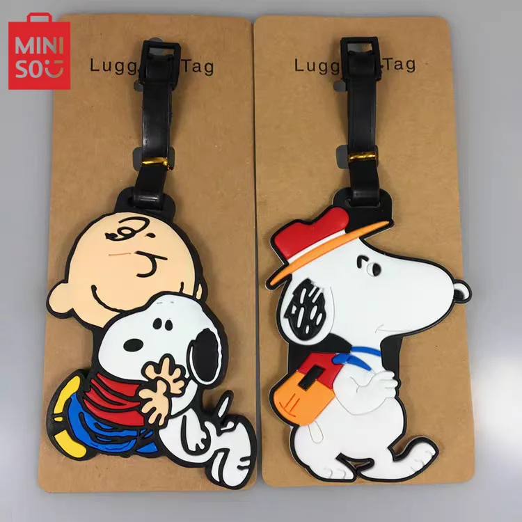 Miniso Snoopy etichetta per bagagli in Gel di silice valigia ID porta indirizzo etichetta per imbarco bagagli etichetta portatile