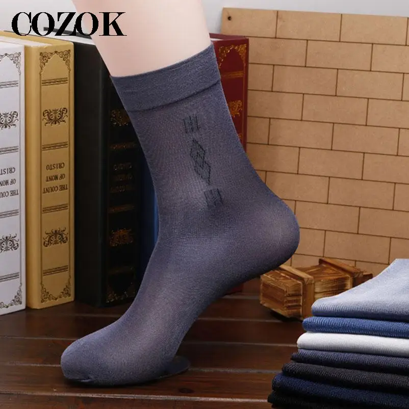5 Paare/los Hohe Qualität Männer Seide Navy Schwarz Socken Sommer Herbst Transparent Business Casual Männer Kleid Anzug Formale Mittlere Socken