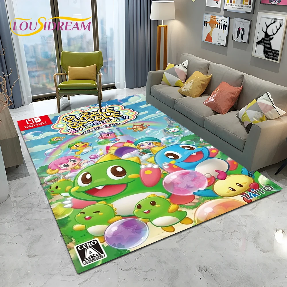 Cartoon Bubble Bobble Game Gamer Carpet Rug for Home Living Room Bedroom Sofa Doormat Decor,kid Play Area Rug Non-slip Floor Mat