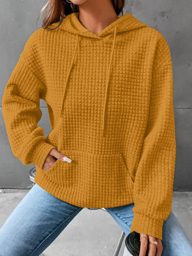 

2025 Autumn Winter European and American Women's Cross-border New Round Neck Long-sleeved Sweatshirt Solid Color Top