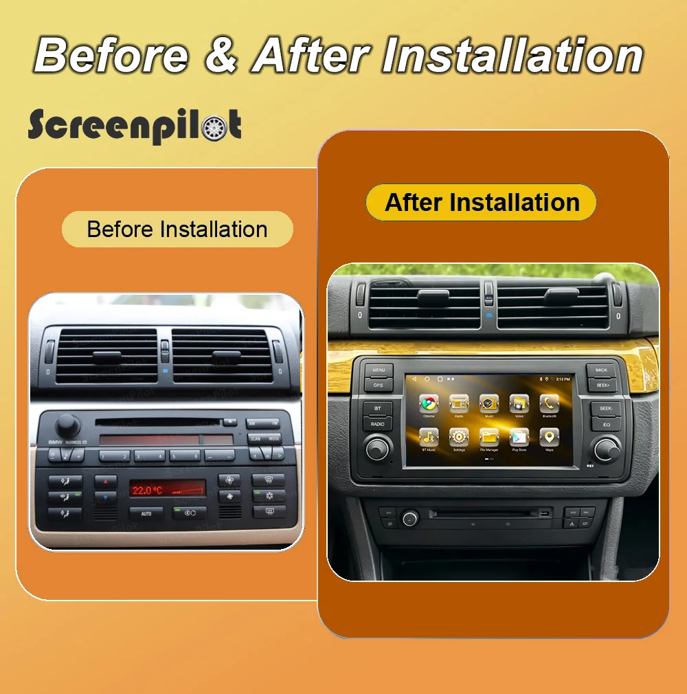 7 Inch Android 16 Car Radio Stereo For BMW E46 M3 X5 1998 1999 2000-2006 Android Auto Touch Screen Multimidia Player Mirror Link
