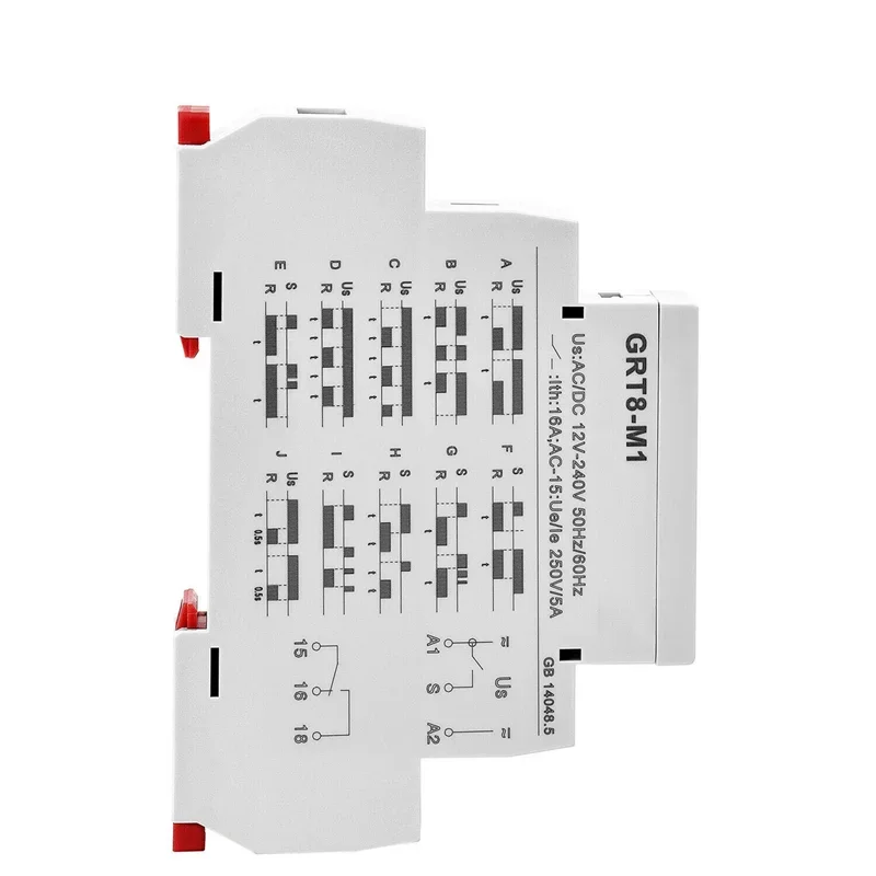 GEYA GRT8-M1 On Off Time Delay Relay 16A AC DC 12-240V Multifunction Din Rail Timer Relay