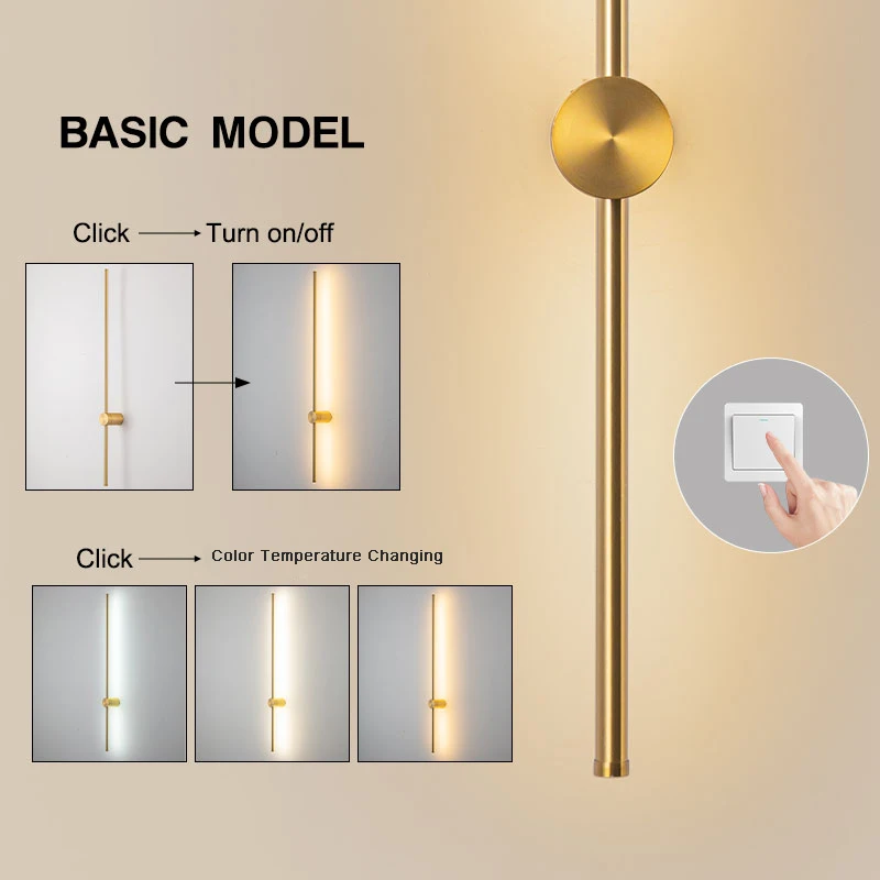 Nordic Switch LED Wall Lights AC85-265V for Sofa Background Black Gold White Indoor LED Wall Lamps Bedside Bedroom Wall Sconce