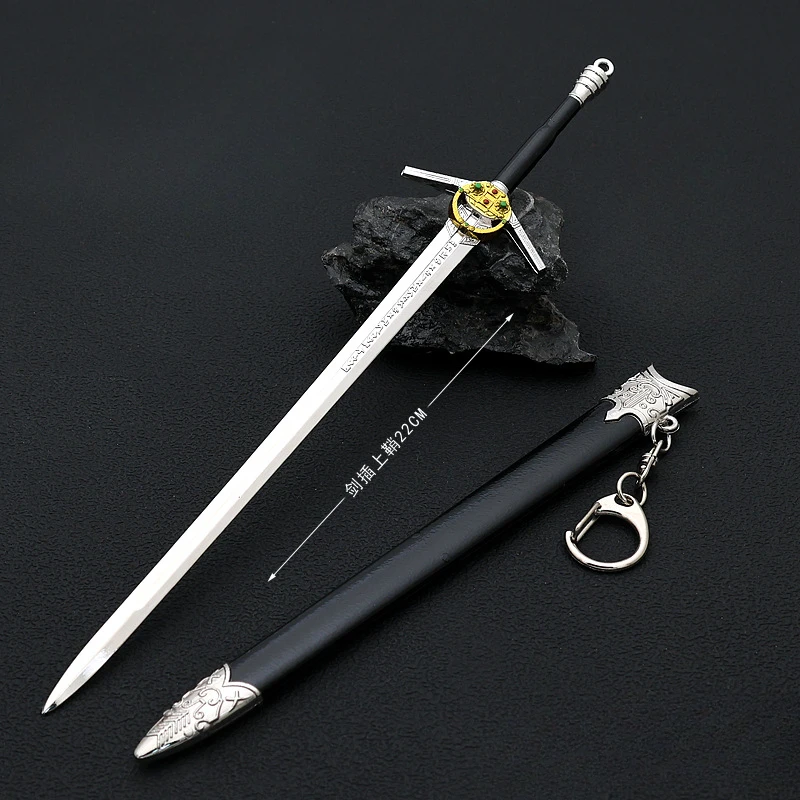 22cm Wild Hunt Sword Keychain Witch Norse Mythology Game Peripheral Metal Weapon Samurai Sword Home Ornament Decoration Crafts