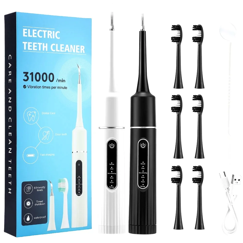 Electric Tooth Cleaner Dental Scaler 6 Gears Sonic Vibration Toothbrush Calculus Tartar Remover Teeth Whitening Cleaning Tools