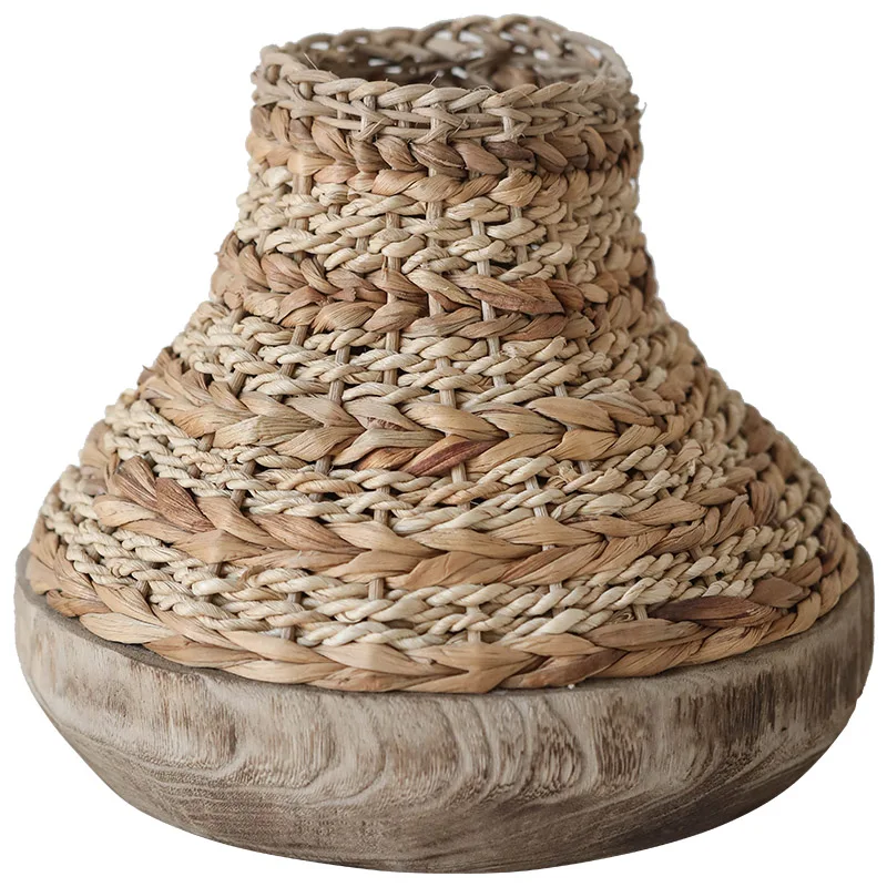 Wood Base Pucao rattan flower basket flower arrangement ornaments home accessories