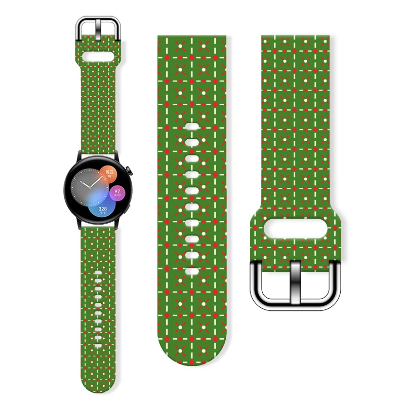 

20mm Christmas Series 4 Printed Strap for Samsung Galaxy 7/6/5 40mm 44mm Band Replaceable Bracelet for Xiaomi Amazfit Watchband