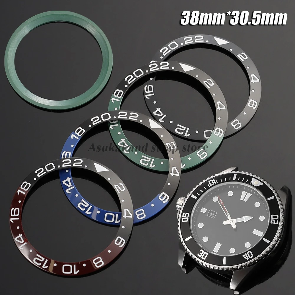 38mm Ceramic Sloping Bezel Insert for GMT SUB Watch Movement Fit 40mm Watch Case Watch Parts Accessories Various Colors Choice