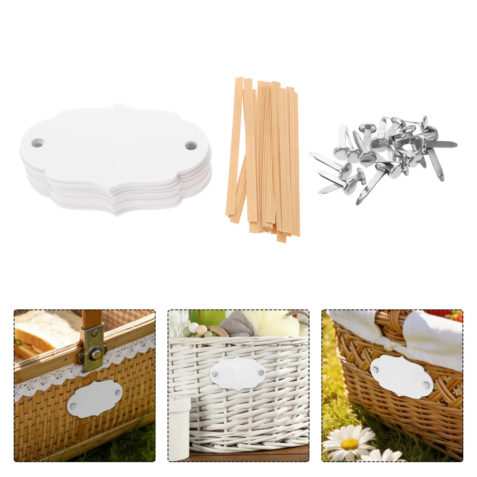 

10Pcs Wicker Basket Label Tags Set Blank Acrylic Tags for Storage Bins DIY Organization Pantry Closet Kitchen Office Home Use