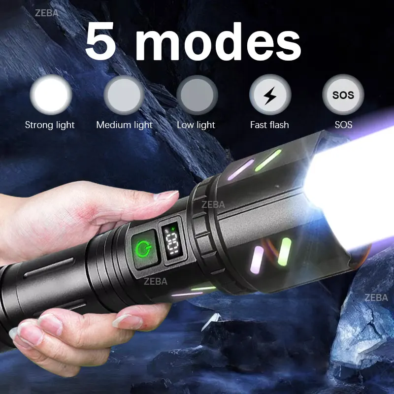 30W Most Powerful LED Flashlight USB Rechargeable Lamp Aluminum alloy Ultra Powerful Flashlight Tactical Lantern Camping Torch