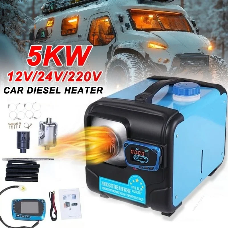 Parking Heater Car Heater Diesel Air 5KW 12V/24V/220V Wireless LCD Remote Control Heating Preheater Heater for Car Truck Boat RV