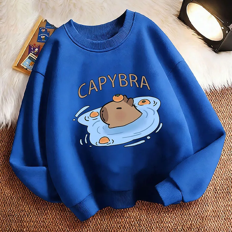 Lustiges Schwimm-Capybara Trendiges Kinder-Sweatshirt Pullover mit Rundhalsausschnitt Grafik-Print Hoodie für Jungen/Mädchen Kinder-Kapuzenpullover
