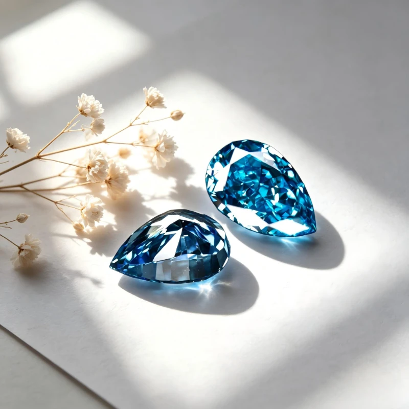 Kubischer Zirkonia Birnenform Künstlicher Zirkon Aquamarin-Farbe 5A+ Qualität CZ 4K-Schliff Crushed Ice Cut Hochkarätiger Diamant – Detail 2