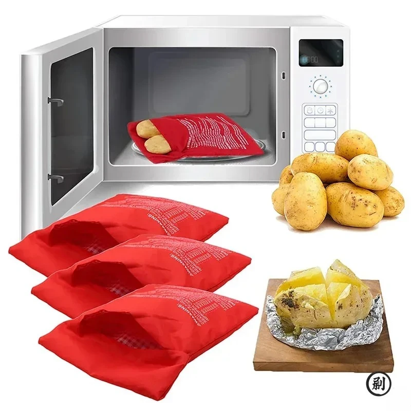 Microwave Potato Bag Reusable Express Microwave Potato Cooker Bag Baked Potato Cooker Perfect Potatoes 4 Minutes Red Baked Pouch