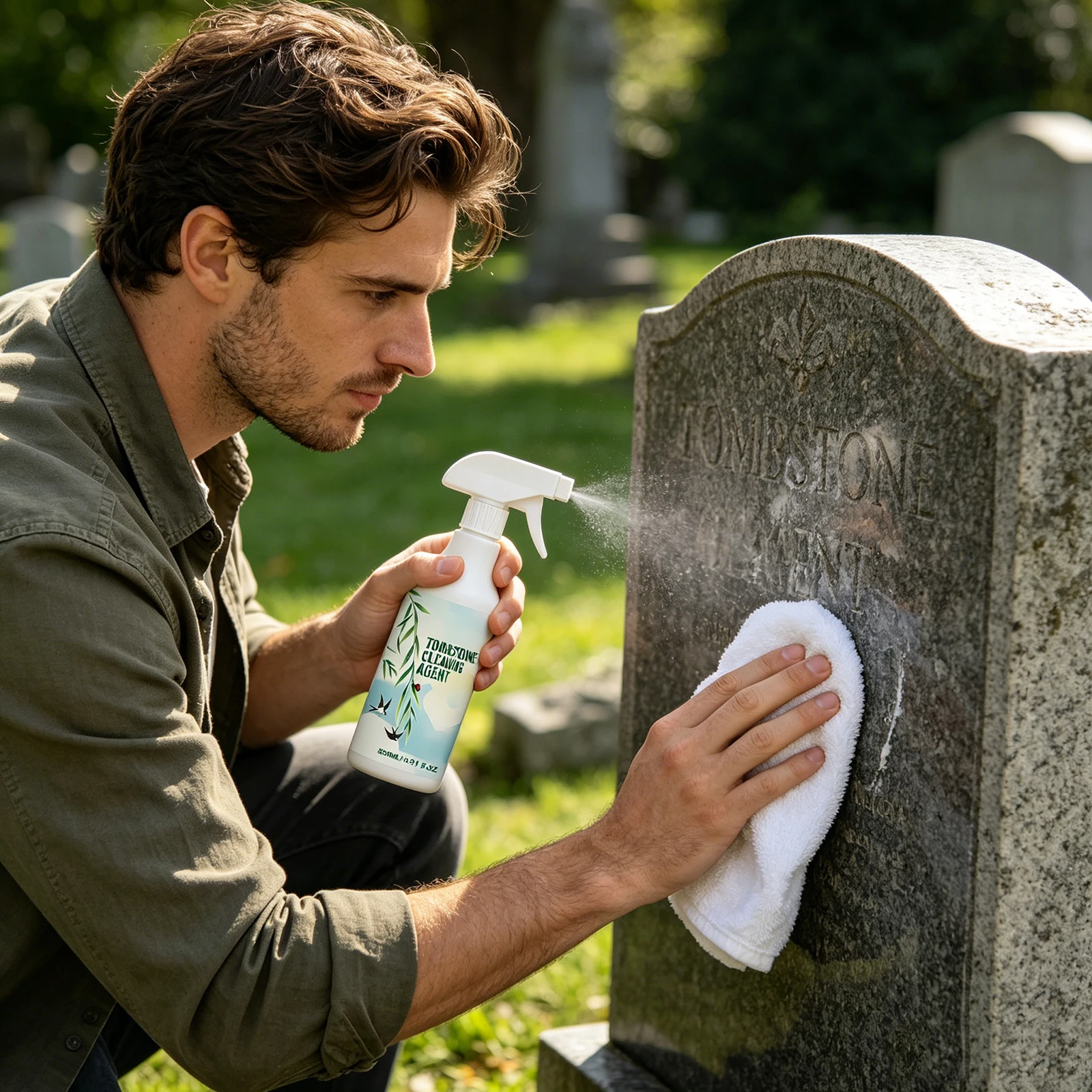 Headstone Restoration Spray Highly Effective Tombstones & Monument Cleaning Spray for Cemetery Gravestone & Tombstones Care