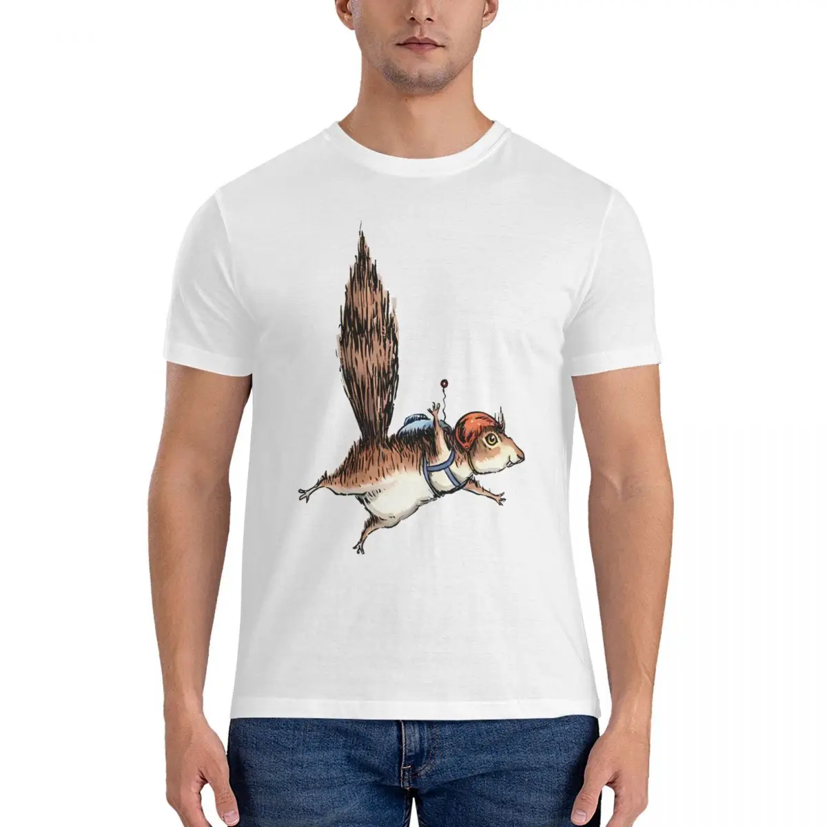 

Men Squirrel, Skydiving Adventure T Shirts Skydiving 100% Cotton Clothes Funny Short Sleeve Round Neck T-Shirt