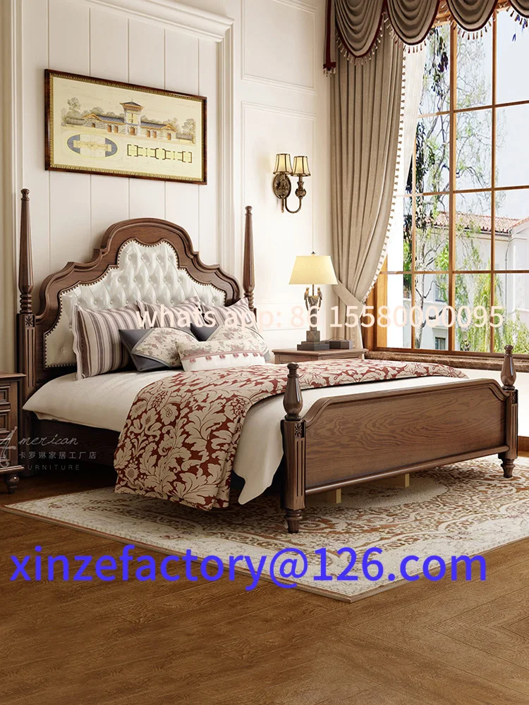 

Customizable American vintage style full solid wood bed