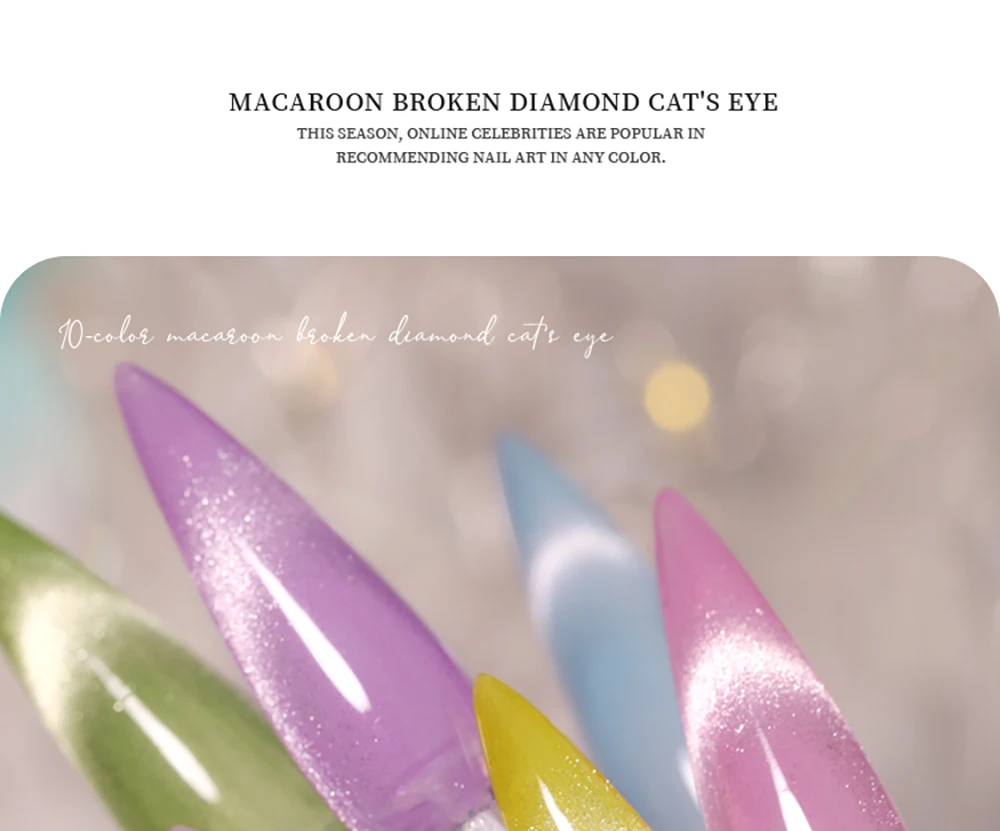 Vendeeni 10 Farben/Set Leuchtender Katzenaugen-Gel-Nagellack mit Diamant-Effekt, magnetischer UV-LED-Katzenaugen-Gel-Lack mit Display – Detail 6