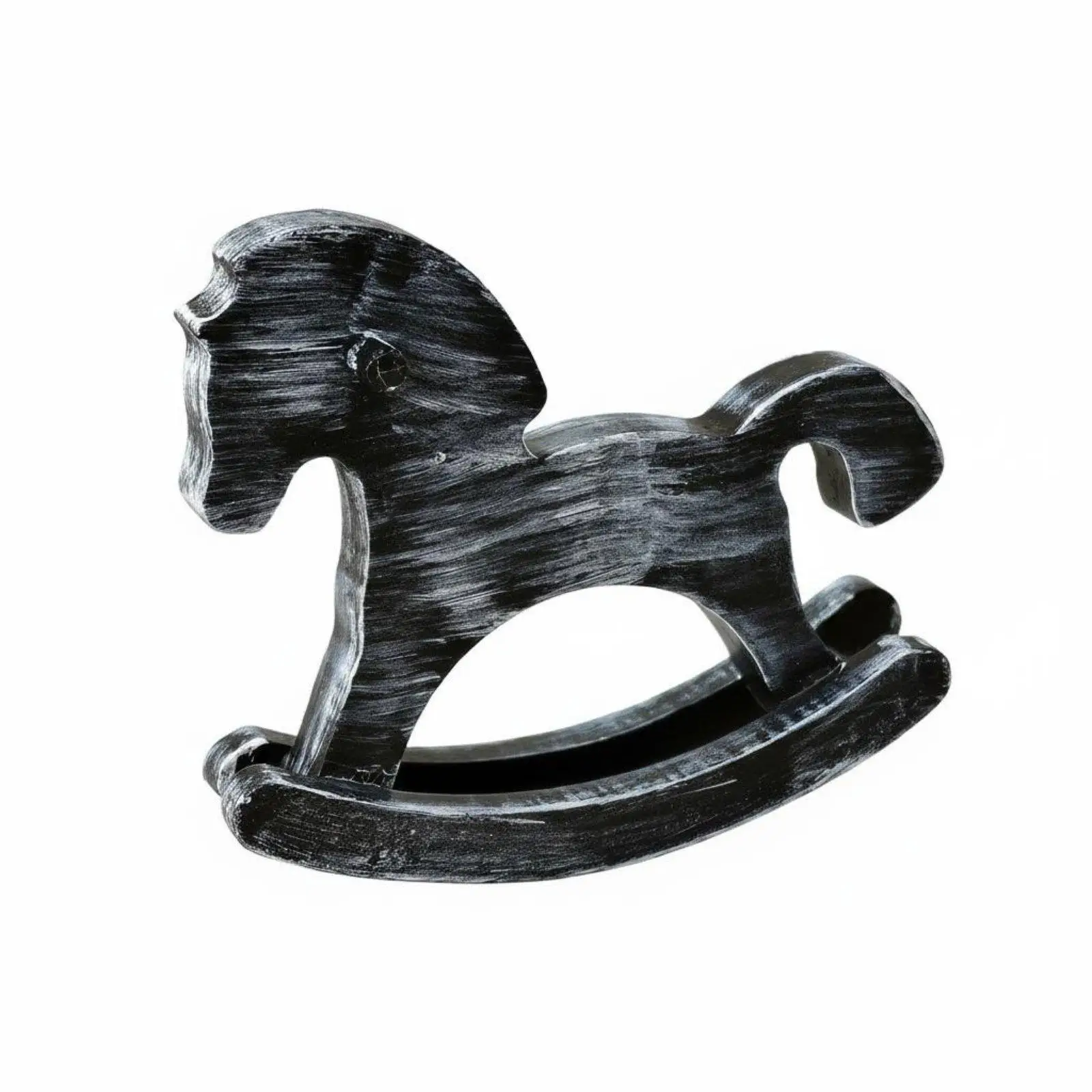 Wooden White Rocking Horse Figurine Charming Miniature Model Hand Painted for Tabletop Bookshelf Home Decor
