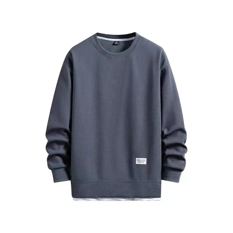 2024 primavera e autunno nuova moda uomo tinta unita Waffle felpa girocollo manica lunga Casual sport felpa con cappuccio Street Wear