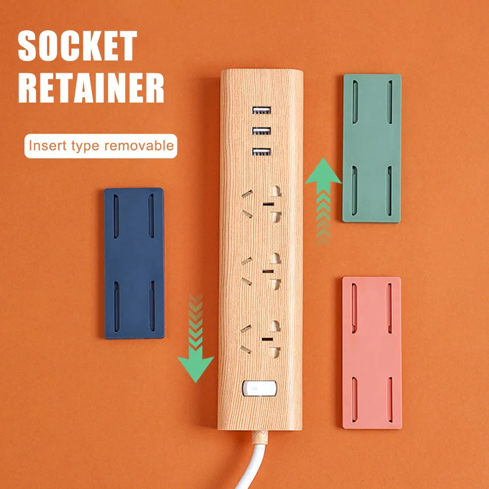 5/10/15/20pcs Power Strip Holder Wall-Hanging Plug Punch-Free Fixer Socket Mount Self-Adhesive Cable Wire Organizer For Office