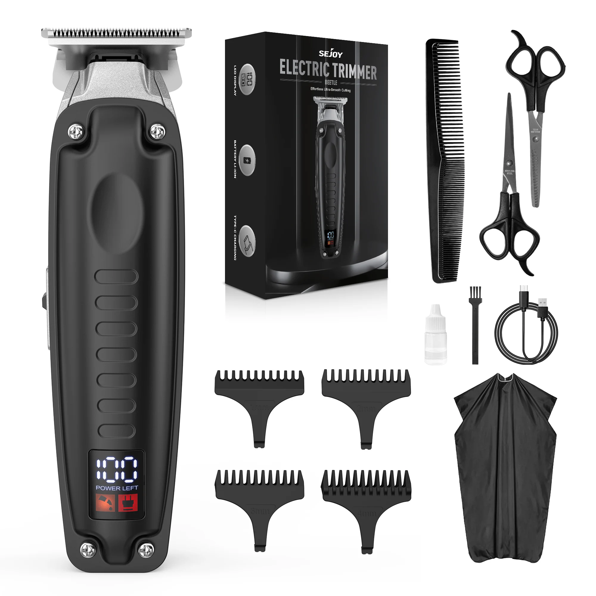 

Sejoy Cordless Hair Trimmer for Men Rechargeable Grooming Professional Electric Hair Clipper Beard Hair Cutting Machine