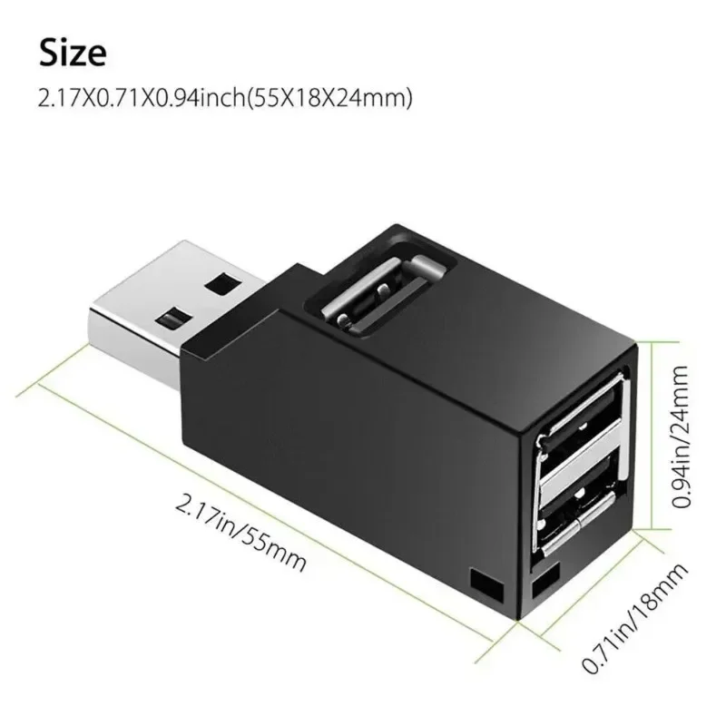 Adaptador de concentrador USB 3,0, Mini caja divisora, 3 puertos, transferencia de datos de alta velocidad, estación de acoplamiento para PC y portátil