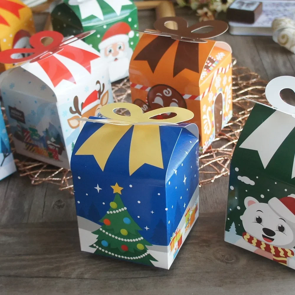 

12pcs Christmas Santa Gingerbread Man Penguin Paper Box Candy Chocolate Soap Candle Cookie Little Gift Packaging