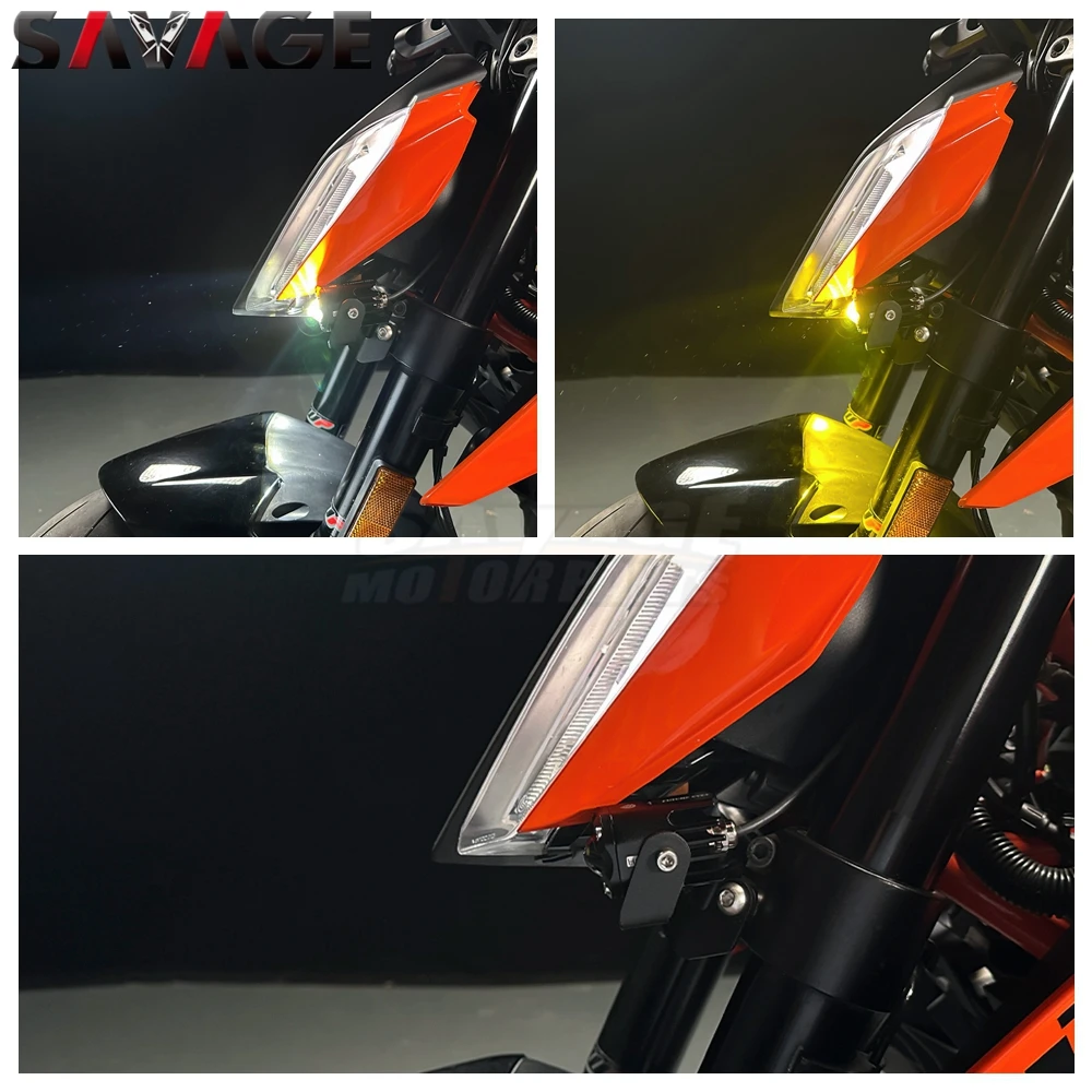 2023 390 Motorcycle Headlight Fog Lights For 250 Duke 390 2017+ DUKE Spotlight Headlamp Dual Color Flasher Farol Moto Fog Lamp