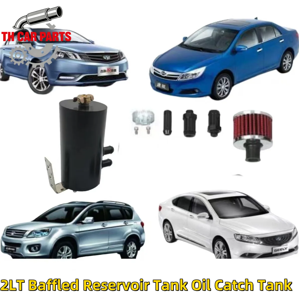 

Universal Aluminum Oil Catch Can 2LT Baffled Reservoir Tank with Breather And Drain Tap for Automotive Performance