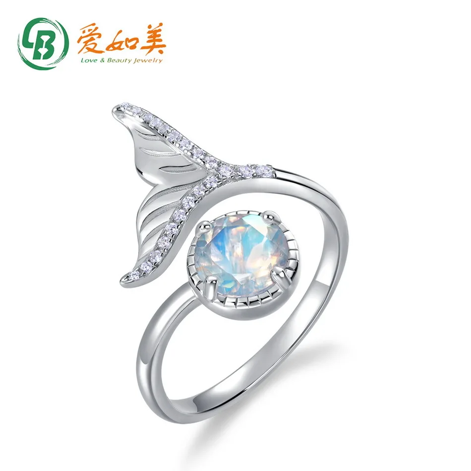

Personalized Fish Tail 18K Gold PT950 Platinum Silver Plated 7-Layer Gold Ring Plated Blue Moonlight Opening Ring