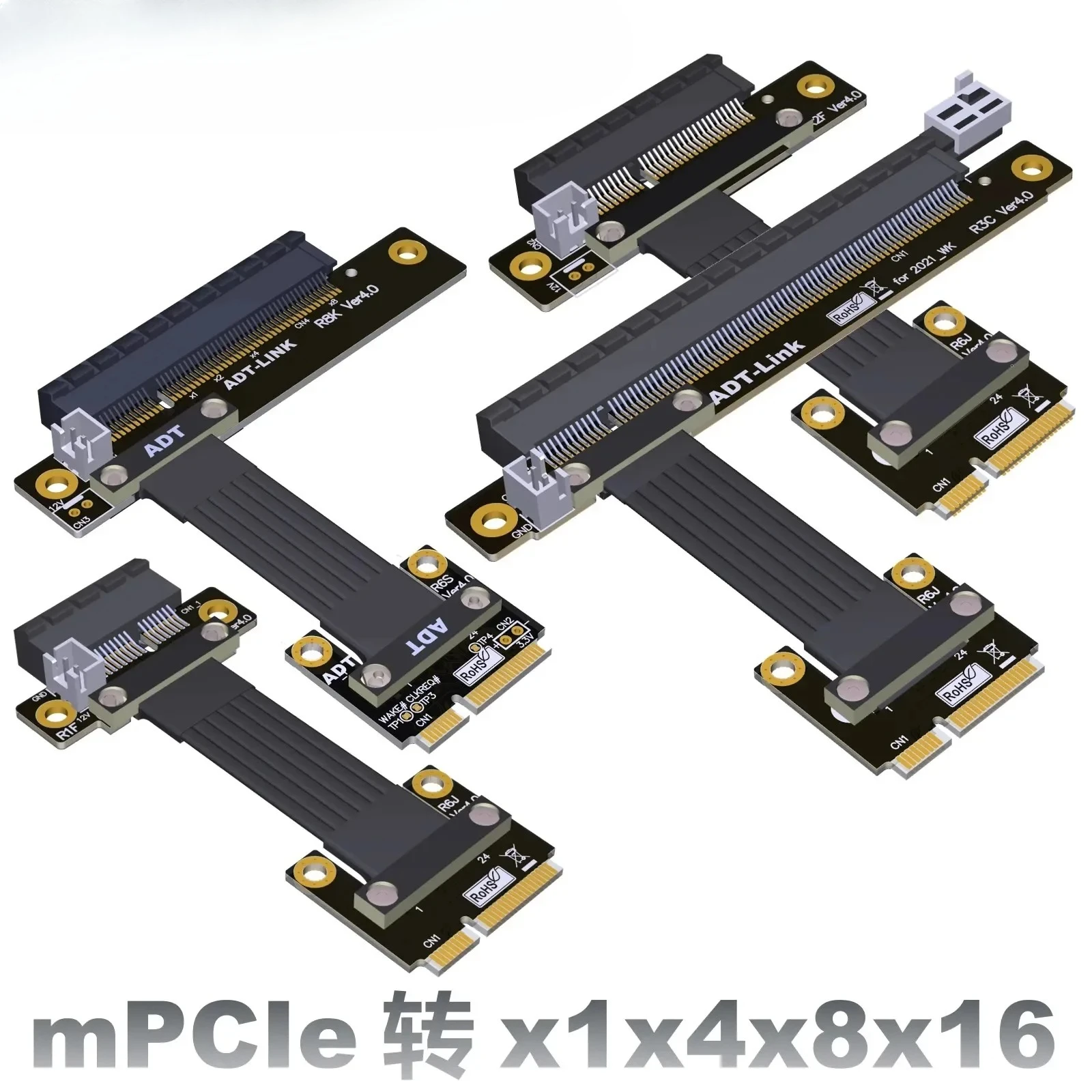 Riser Mini-PCIe To PCIe 4.0 3.0 x1 x4 x8 x16 Adapter Extension Cable for PCIe RAID NVMe SSD LAN Video Card To Mini PCIe Extender
