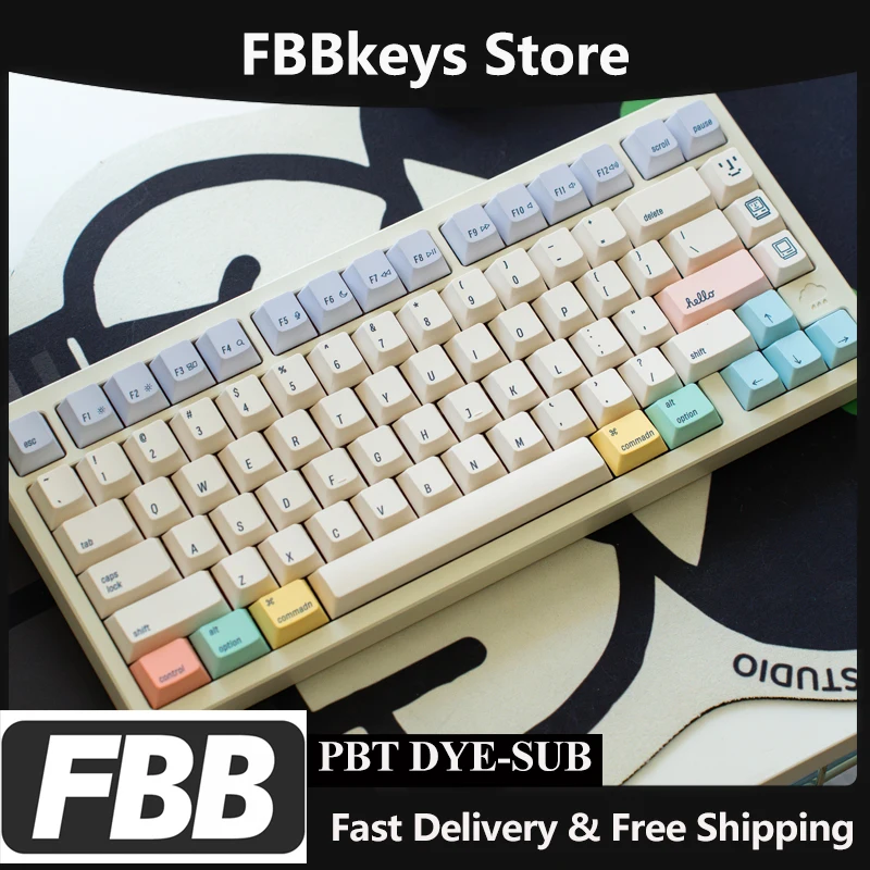 

FBB Keycaps 100% Lay-out Mechanical Keyboard MX Switch Retro 2100 Style Fit Gaming And Office DIY Accessories Macaroon Color