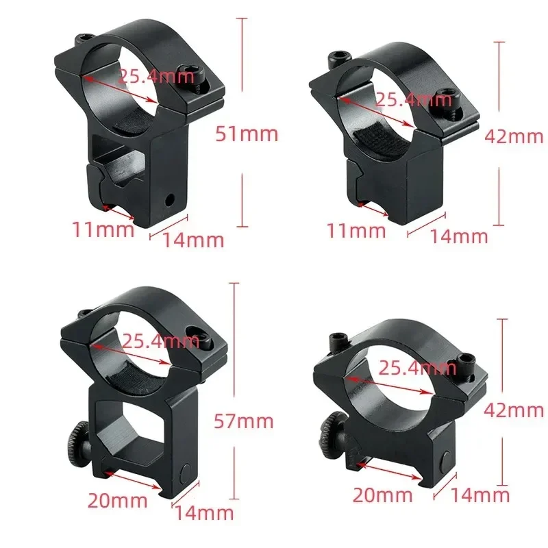 Tactical Riflescope Mounts for 11mm/20mm  Dovetail Clip Picatinny Rail Long Scope Pipe Dia 25.4mm Hunting Laser Flashlight Mount