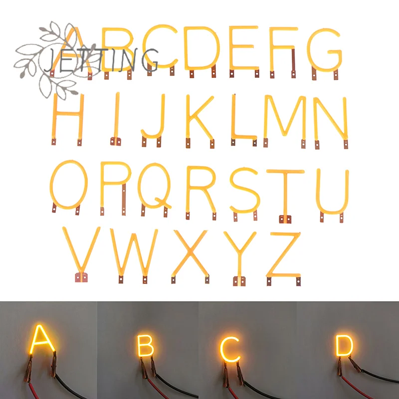 (SMTGDP11)1PC Yellow English Letter Filament COB LED Filament DC3V Candle Edison Diode Party Decoration Light Accessory DIY
