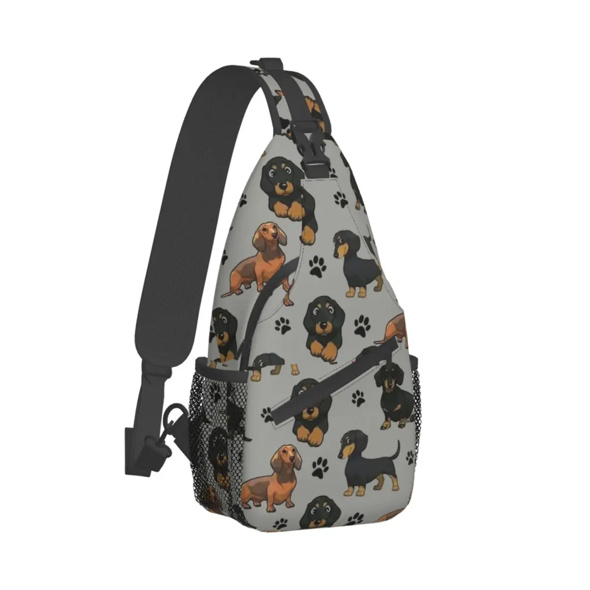 Cartoon crossbody sling bag para homens, cão dachshund, bolsa de peito sling wener salsicha mochila de ombro mochila para viagens, caminhadas, ciclismo pack