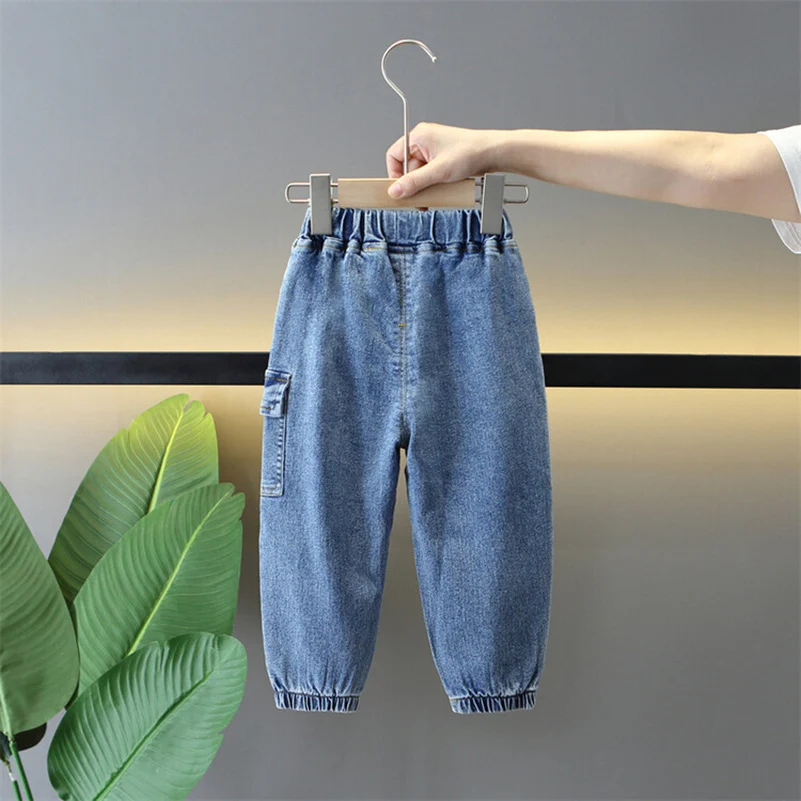 Summer Boys 2024 Korean Fashion Casual Thin Blue Backed Bagless Workwear Pants/Jeans