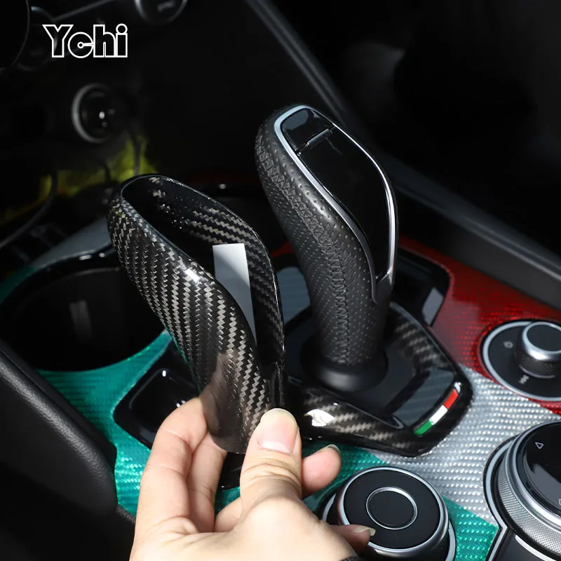 

Real Carbon Fiber Car Center Console Gear Shift Head Knob Cover Trim For Alfa Romeo Giulia Stelvio 2020-2021 Auto Accessories