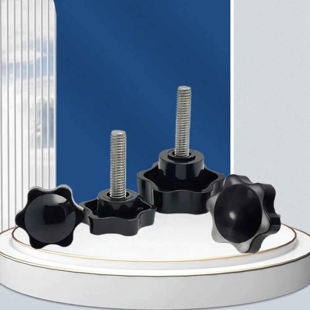 5PCS Portable Plum Blossom Handle Hex Handle Screw Star Shape Black Hand Screws Fasteners Carbon Steel Handle Bolt