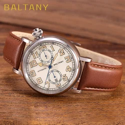 Baltany 41mm Polit Watch Man S6047 5ATM Complete Calendar SapphireCrystal Vintage Homage A-7 1935 Avigation 9122 Automatic Watch