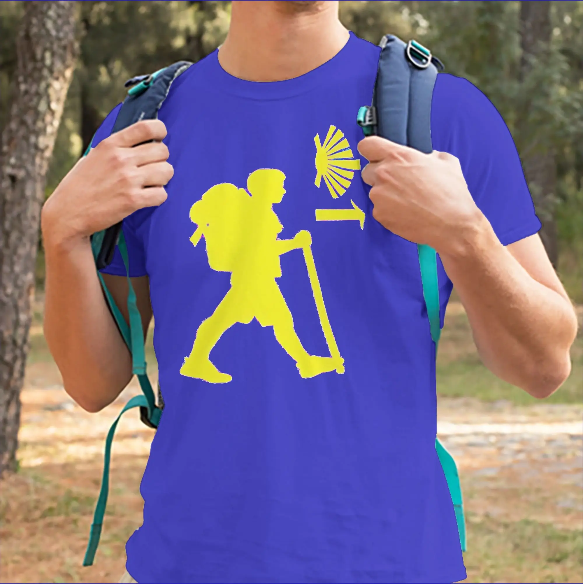 Camisetas para hombre Buen Camino De Santiago Vintage 100% algodón, camiseta de manga corta, camiseta Compostela Peregrino, camisetas con cuello redondo