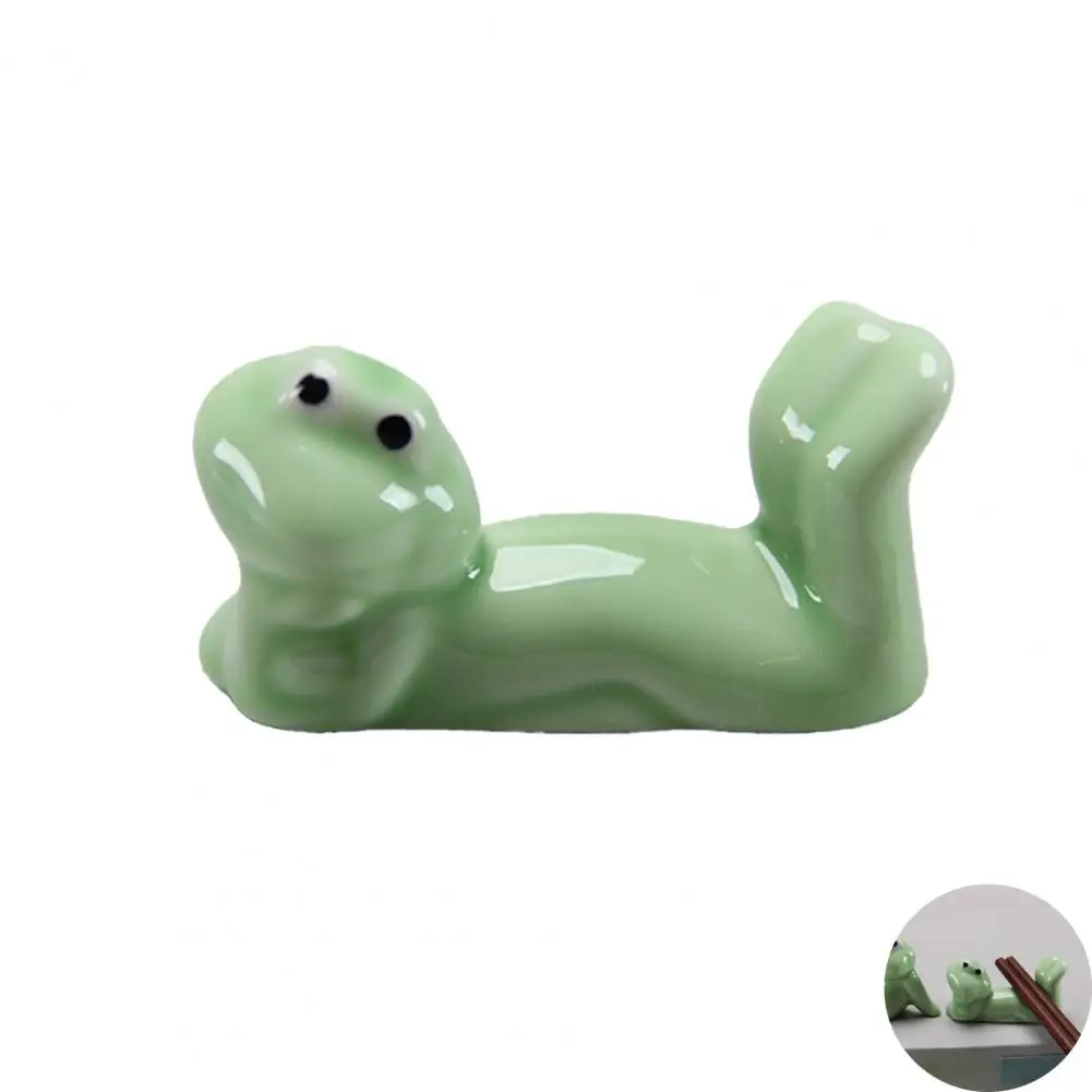 Frog Kitchen Decor Frog Chopstick Ceramic Frog Chopstick Holder Set Tableware Rack for Dinner Spoons Forks Kitchen Dining Table