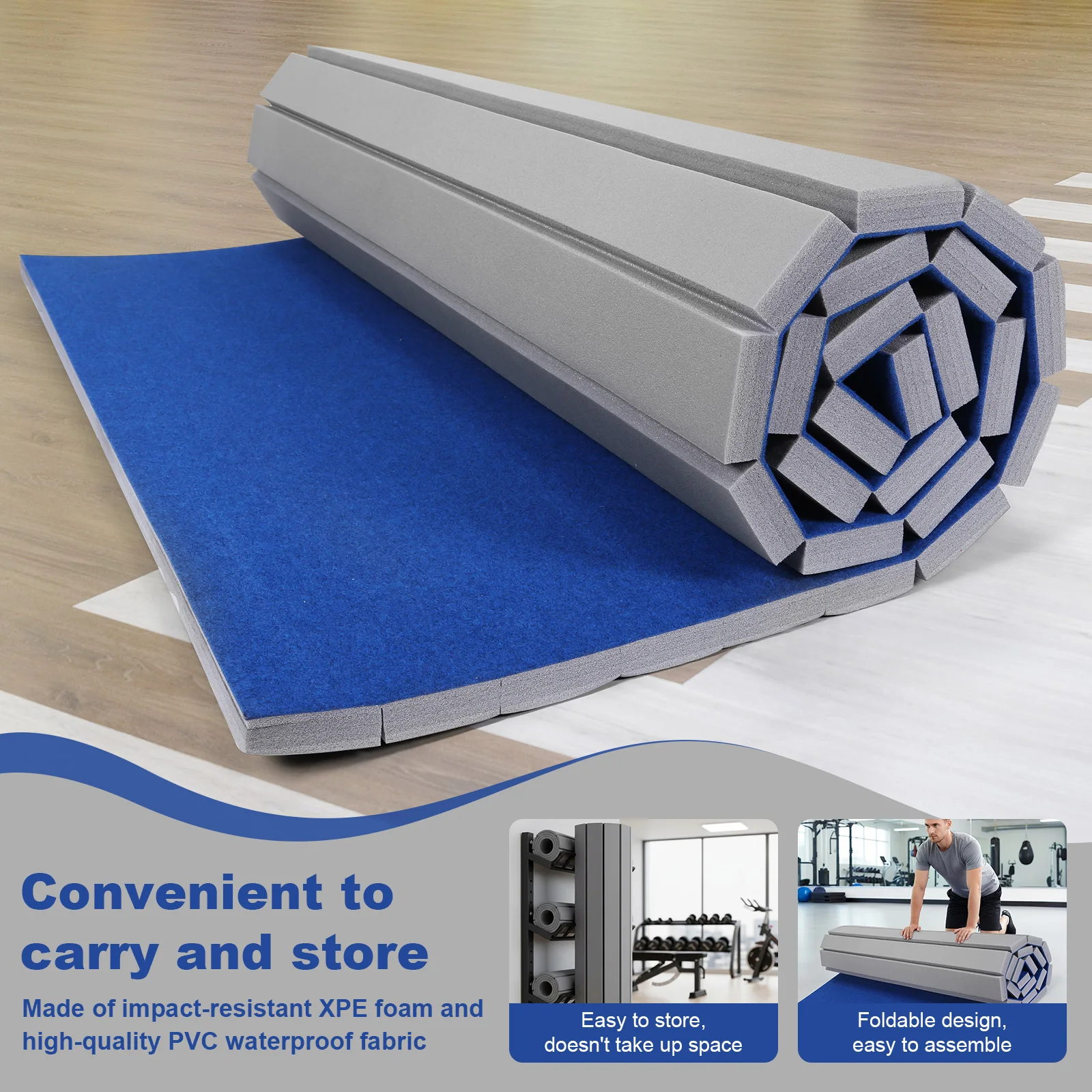 

Non-Slip Workout Mat 118.11x70.87x1.57in Roll-Up Carpet Training Floor with Grippy Surface for Pilates Fitness Stretching Yoga