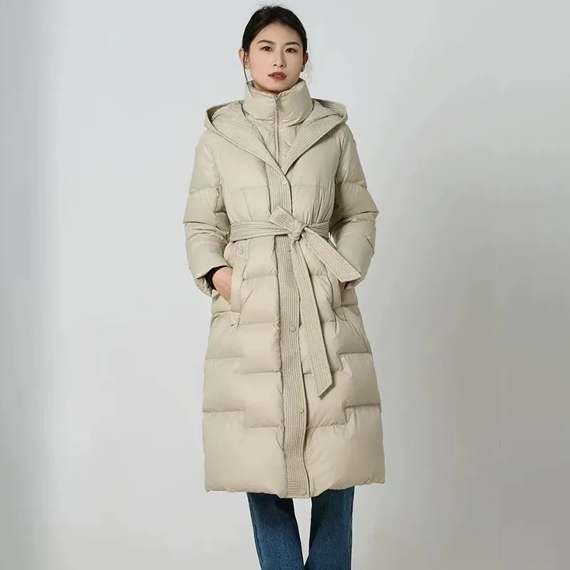 

Advanced Women's Winter Warm down Cotton Jacket Korean Long Quilted Hooded Parker Overcoat Female Cotton Clothes