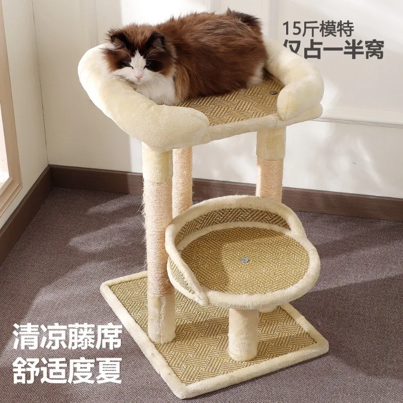 Small All‑In‑One Cat Tree Tower With Space Capsule Sisal Scratching Post Cat Bed Indoor Household Pet Cat Climbing PlayFurniture