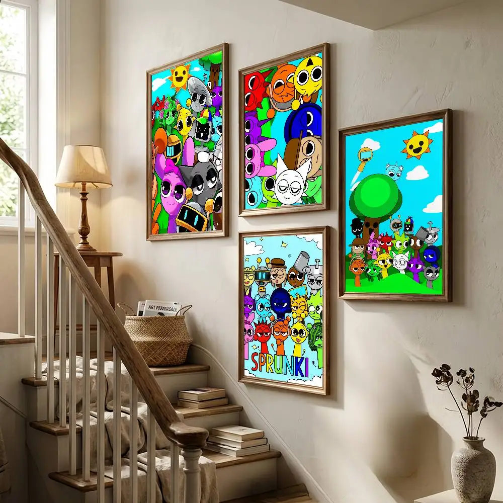 Cartoon S-Sprunki Game Poster For Bedroom Gamer Room Decor Restaurant Wall Trendy Aesthetic Gift
