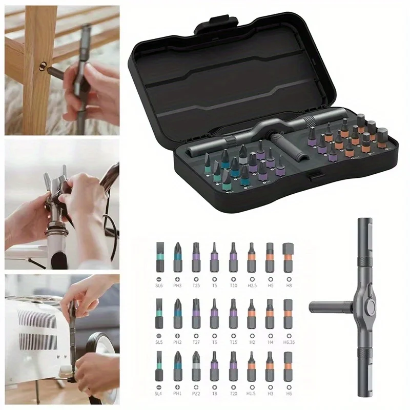 24-in-1 Multifunction Ratchet Screwdriver Set with Bits – Compact Repair Tool Kit for PC, Electronics, Household & DIY Projects